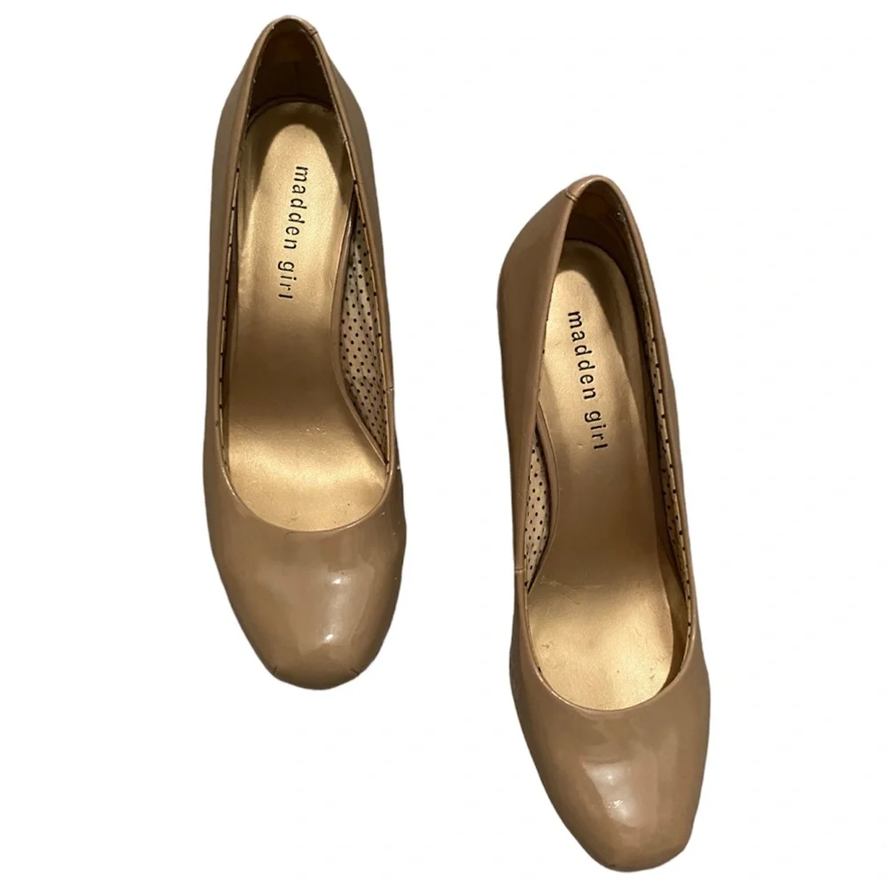 Nude Beige Stiletto Steve Madden Girl Getta Round Toe Heel Platform Pumps Size 9